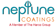 Turquoise and orange logo of the Neptune Coatings Fluid Applied Membrane Roof System brand logo.
